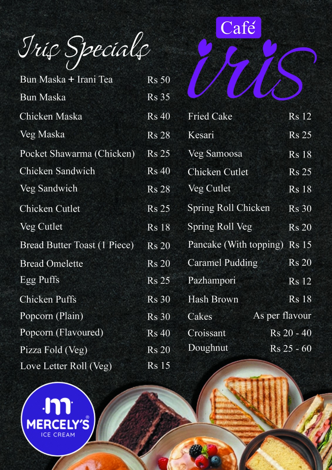 Café Iris Menu Page 1